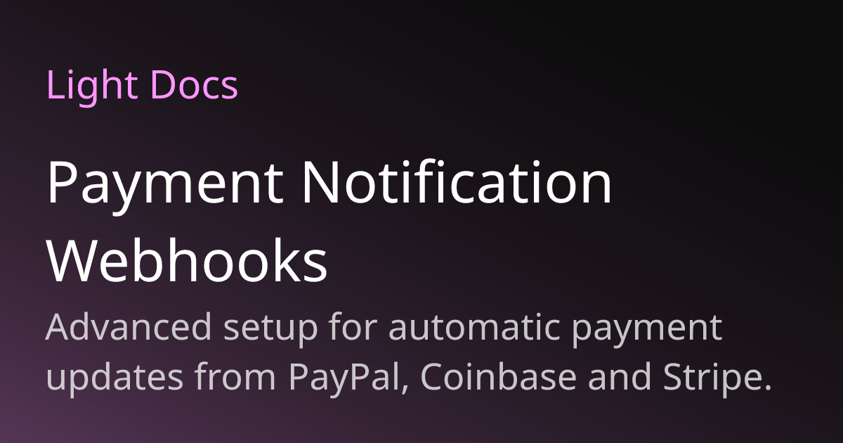 Payment Notification Webhooks